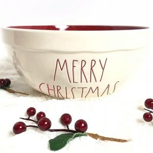 Merry Christmas Large Bowl Red Interior